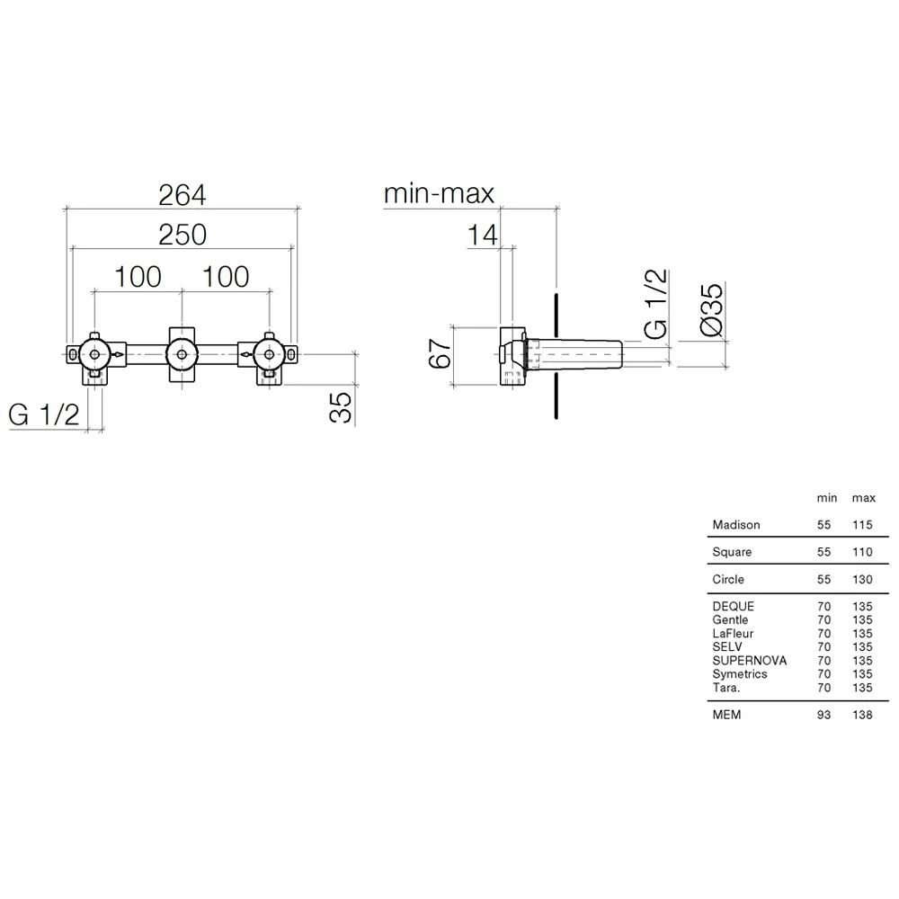 Dornbracht UP-Wandbatterie Auslauf Mittig 3 Dornbracht UP-Wandbatterie Auslauf Mittig