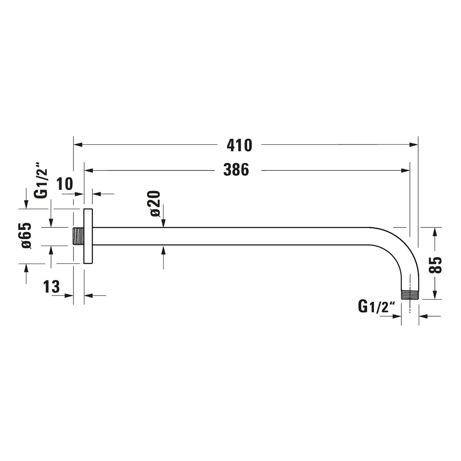 Duravit Brausearm Gebogen 41 Cm, Mit Eckiger Rosette 3 Duravit Brausearm Gebogen 41 Cm, Mit Eckiger Rosette