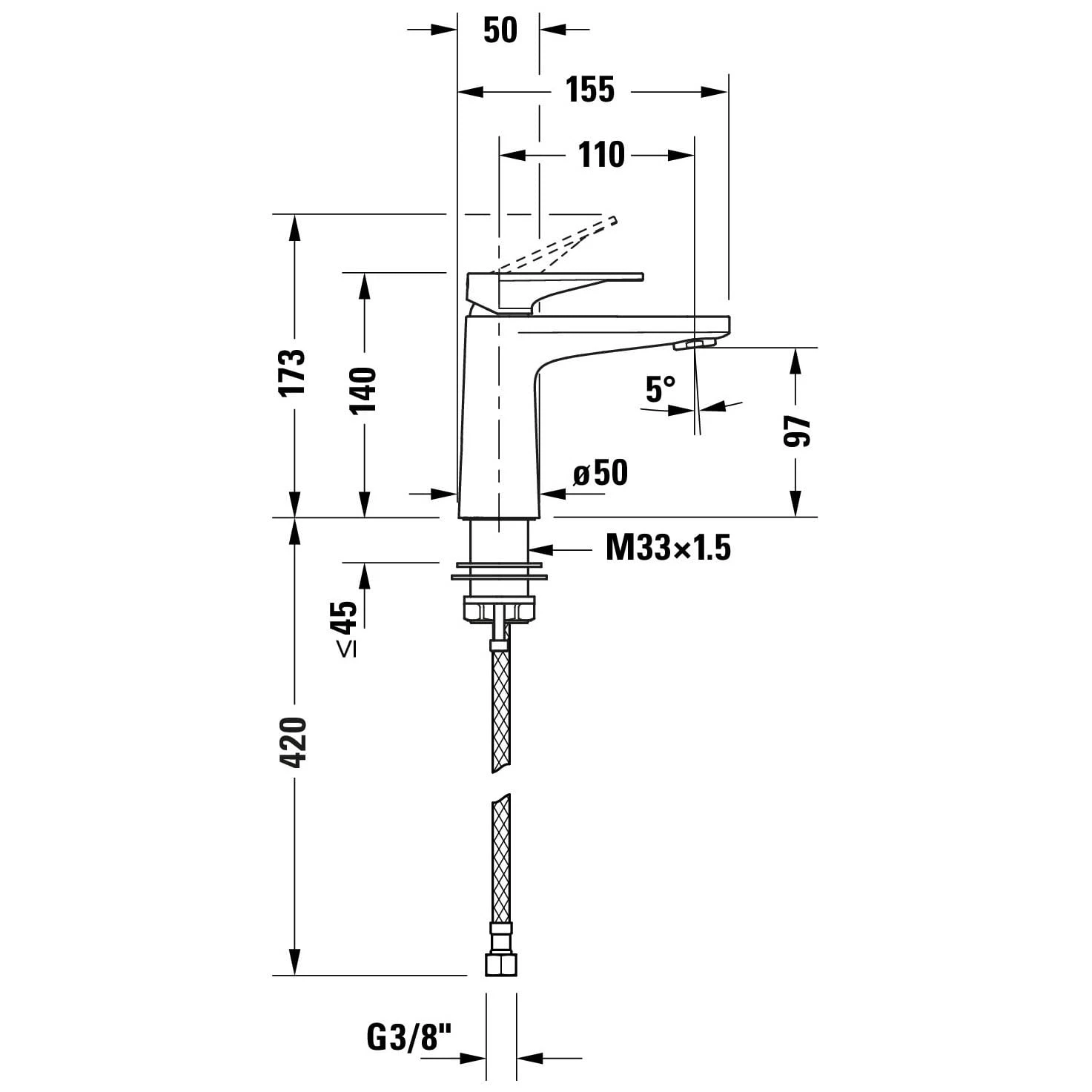 Duravit Tulum Einhebel-Waschtischmischer S, Ohne Ablaufgarnitur 4 Duravit Tulum Einhebel-Waschtischmischer S, Ohne Ablaufgarnitur – Bild 2