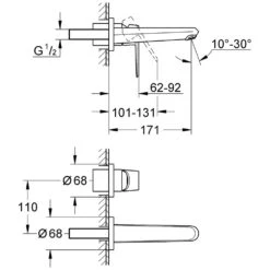 GROHE Eurodisc Cosmopolitan 2-Loch-Waschtischbatterie