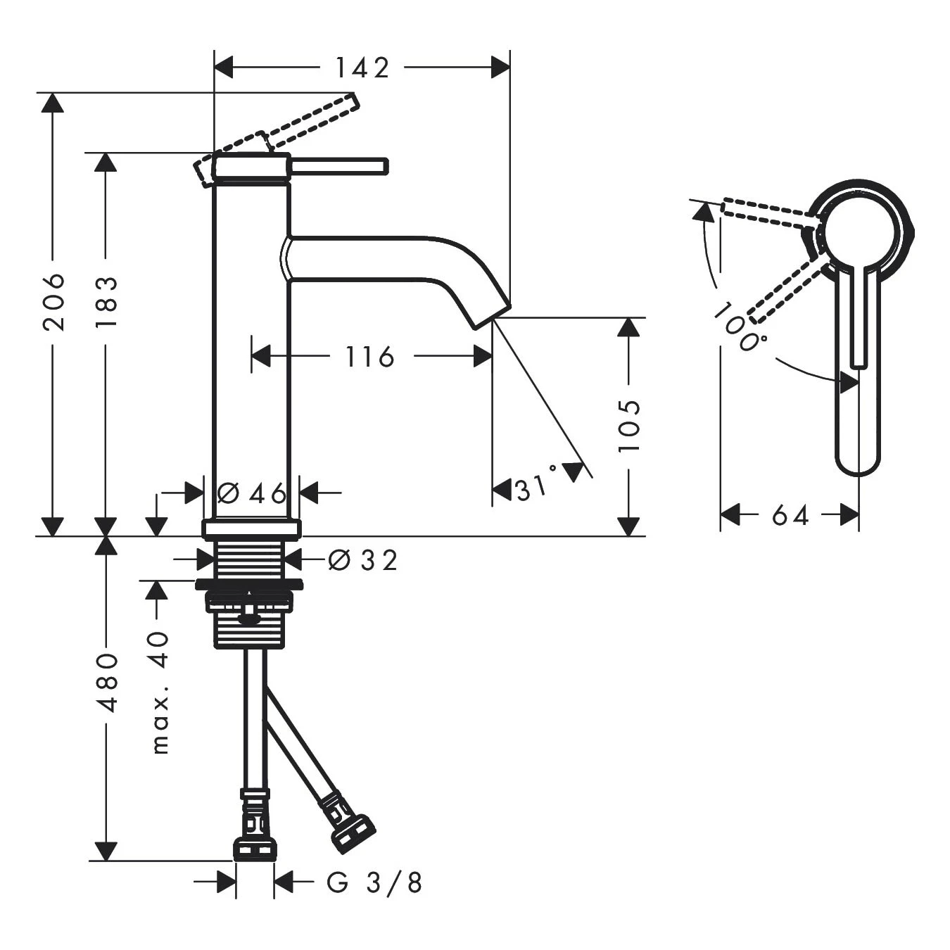 Hansgrohe Tecturis S Einhebel-Waschtischarmatur 110 CoolStart Wassersparend+ Ohne Ablaufgarnitur 5 Hansgrohe Tecturis S Einhebel-Waschtischarmatur 110 CoolStart Wassersparend+ Ohne Ablaufgarnitur – Bild 3