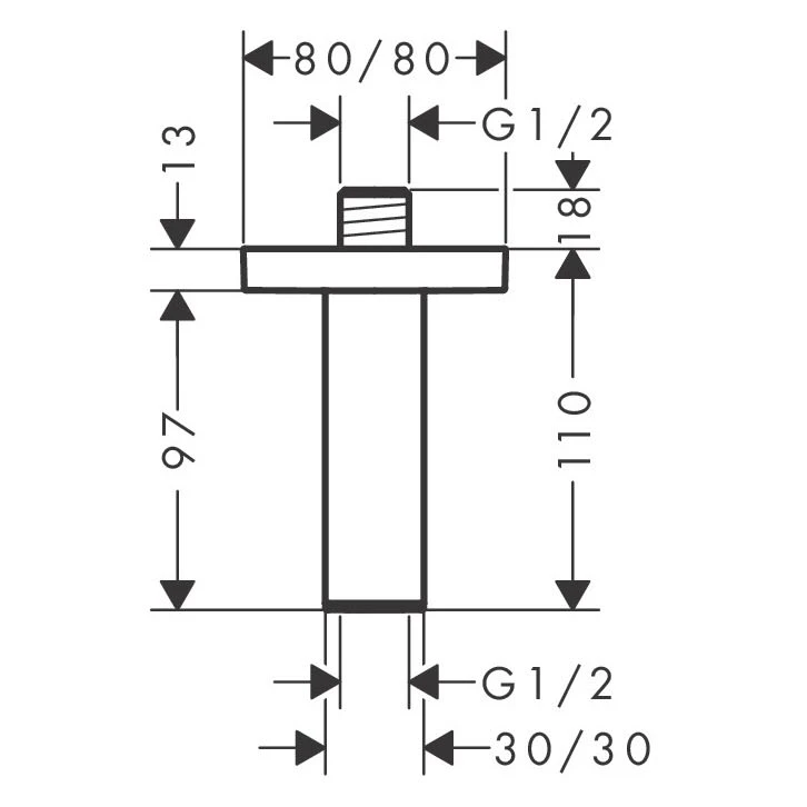 Hansgrohe Deckenanschluss E 10 Cm, Eckig 4 Hansgrohe Deckenanschluss E 10 Cm, Eckig – Bild 2