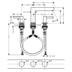 Hansgrohe Finoris 3-Loch Waschtischarmatur 110 Mit Push-Open Ablaufgarnitur -Hansgrohe Brause Geschaft hansgrohe finoris waschtisch 3 loch waschtischarmatur 4781243