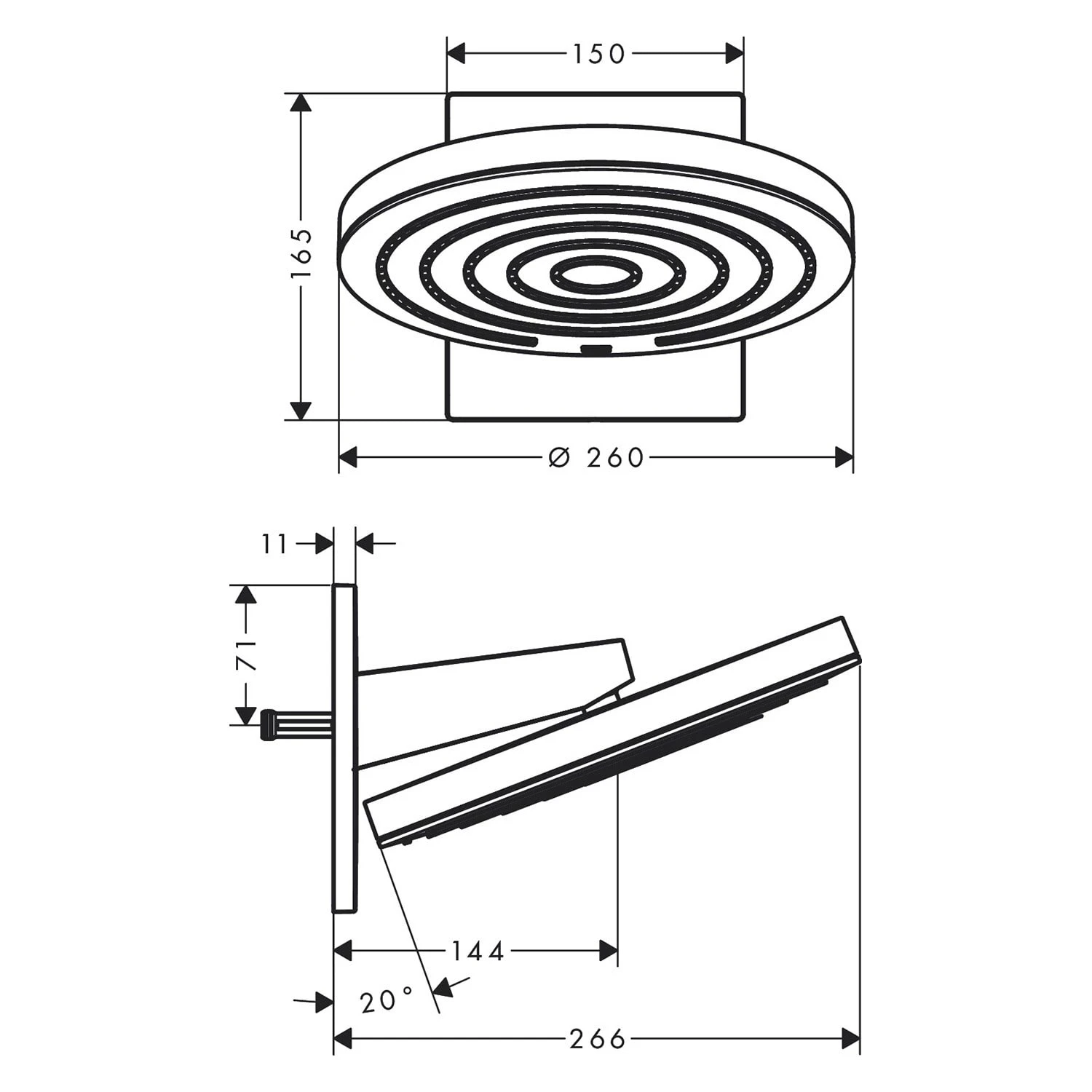 Hansgrohe Pulsify Kopfbrause 260 2jet EcoSmart Mit Wandanschluss 5 Hansgrohe Pulsify Kopfbrause 260 2jet EcoSmart Mit Wandanschluss – Bild 3