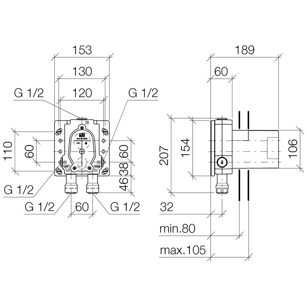 Dornbracht Grundkörper UP-Einhandbatterie 3 Dornbracht Grundkörper UP-Einhandbatterie
