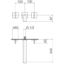 Dornbracht MEM Waschtisch-Wandbatterie Mit Einzelrosetten Ausladung 24 Cm