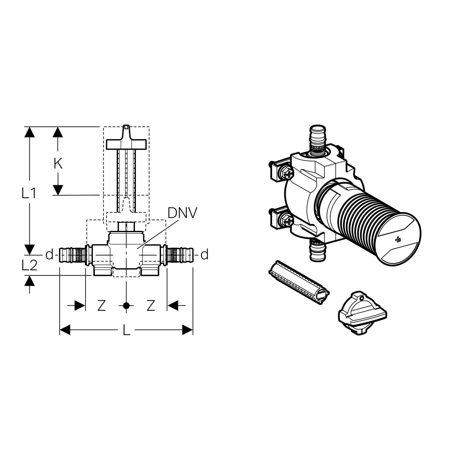 Geberit Mepla UP-Kugelhahn Mit Befestigung, DN15 3 Geberit Mepla UP-Kugelhahn Mit Befestigung, DN15