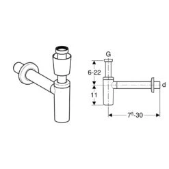 Geberit Tauchrohrgeruchsverschluss Für Waschbecken Ø 4 Cm, Mit Ventilrosette, Abgang Horizontal