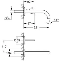 GROHE Atrio Neu 2-Loch-Waschtischbatterie 22,1 Cm