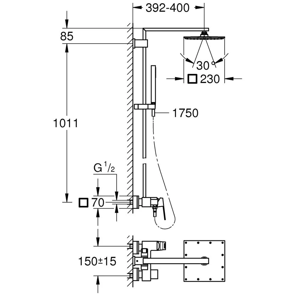 GROHE Euphoria Cube XXL Duschsystem 230 Mit Einhandmischer Für Wandmontage 3 GROHE Euphoria Cube XXL Duschsystem 230 Mit Einhandmischer Für Wandmontage