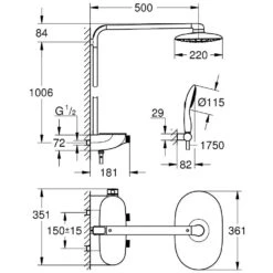 GROHE Rainshower Duschsystem SmartControl 360 Mono Mit Thermostatbatterie -Hansgrohe Brause Geschaft hersteller grohe duschsysteme rainshower smart control 1392491
