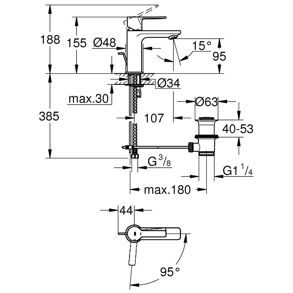 GROHE Lineare Neu Einhand-Waschtischbatterie XS-Size Mit Zugstangen-Ablaufgarnitur, SilkMove 3 GROHE Lineare Neu Einhand-Waschtischbatterie XS-Size Mit Zugstangen-Ablaufgarnitur, SilkMove