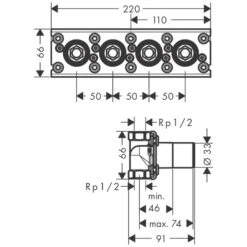 AXOR Edge Grundkörper Für Thermostat Für 3 Verbraucher Für Auf/ Unterputzinstallation