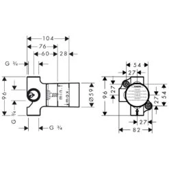 AXOR Grundkörper Für Trio Ab- Und Umstellventil Unterputz