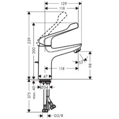 Hansgrohe Novus Care Einhebel-Waschtischmischer 100 Mit Extra Langem Griff