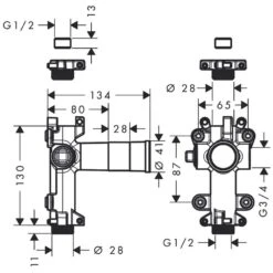 AXOR One Grundkörper Für Abstellventil Unterputz