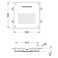 Herzbach LIVING SPA Regenbrause Multifunktion 2, Deckeneinbau 50 X 50 Cm