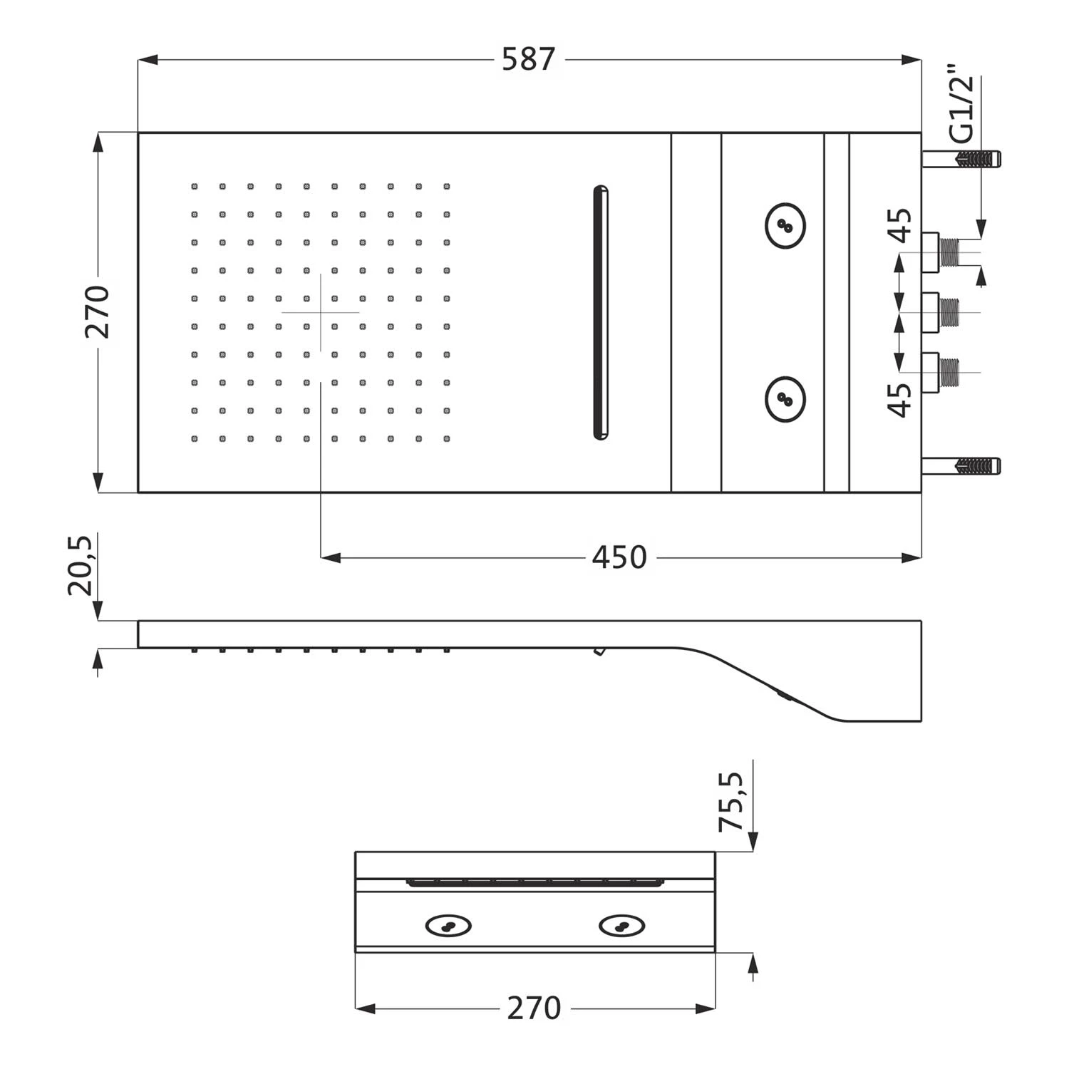 Herzbach LIVING SPA Regenbrause Multifunktion 3, 59,3 X 27 Cm 3 Herzbach LIVING SPA Regenbrause Multifunktion 3, 59,3 X 27 Cm