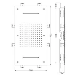 Herzbach LIVING SPA Regenbrause Multifunktion 2, Deckeneinbau 70 X 38 Cm