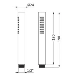 Herzbach DEEP BLACK Stabhandbrause Round