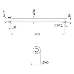 Herzbach DESIGN IX Brause-Wandarm 45 Cm