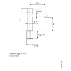 Herzbach DESIGN IX Waschtisch-Einlochbatterie S-Size Ohne Ablaufgarnitur