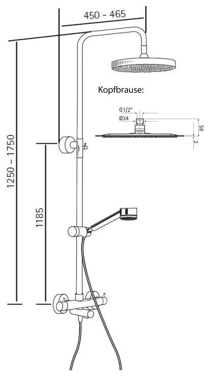 HSK Shower-Set Modell RS 200 Thermostat Für Badewanne, Kopfbrause Superflach, Rund 30 Cm 6 HSK Shower-Set Modell RS 200 Thermostat Für Badewanne, Kopfbrause Superflach, Rund 30 Cm – Bild 4