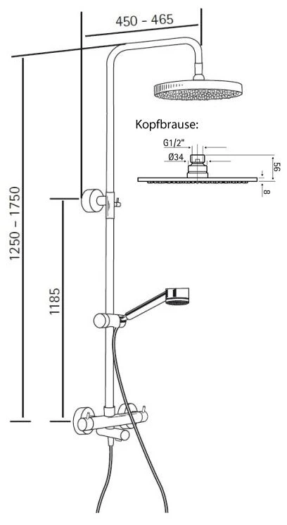 HSK Shower-Set Modell RS 200 Thermostat Für Badewanne, Kopfbrause Flach, Rund 40 Cm 6 HSK Shower-Set Modell RS 200 Thermostat Für Badewanne, Kopfbrause Flach, Rund 40 Cm – Bild 4