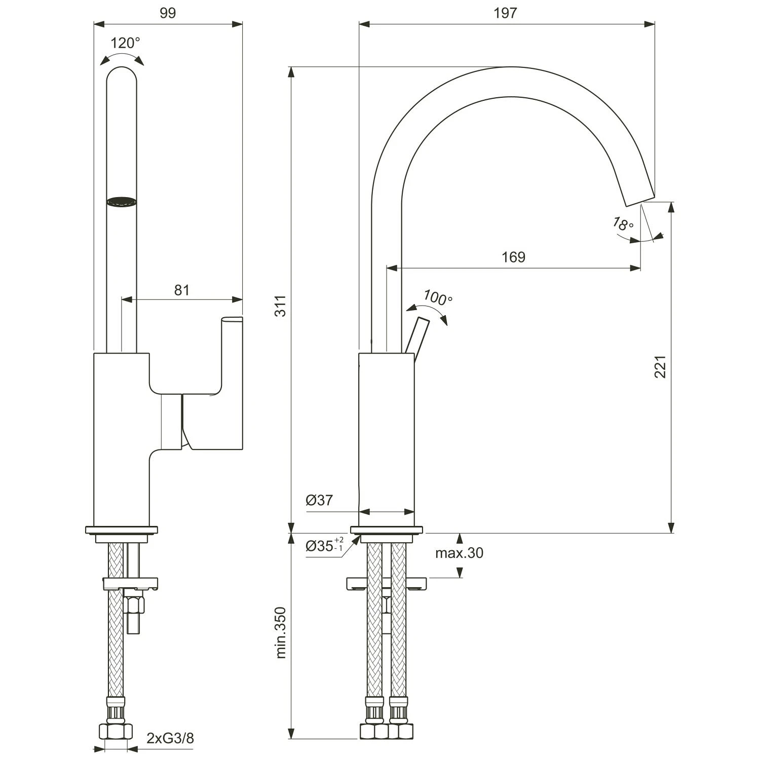 Ideal Standard Joy Waschtischarmatur Mit Hohem Auslauf, Ohne Ablaufgarnitur 6 Ideal Standard Joy Waschtischarmatur Mit Hohem Auslauf, Ohne Ablaufgarnitur – Bild 4