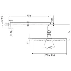 Kaja Aquadrat-Regenbrause 25 X 25 Cm Mit Wandarm