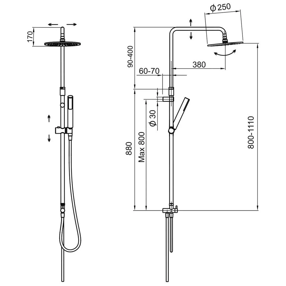 Kaja IPURI Standregenbrausesystem Mit Regenbrause Ø 25 Cm 3 Kaja IPURI Standregenbrausesystem Mit Regenbrause Ø 25 Cm