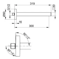Keuco Edition 90 Brausearm, 46,9 Cm