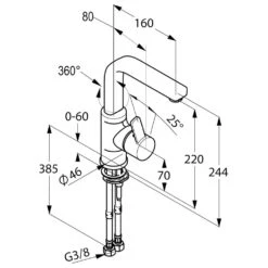 Kludi ZENTA Einhebel-Waschtischmischer, Ohne Ablaufgarnitur