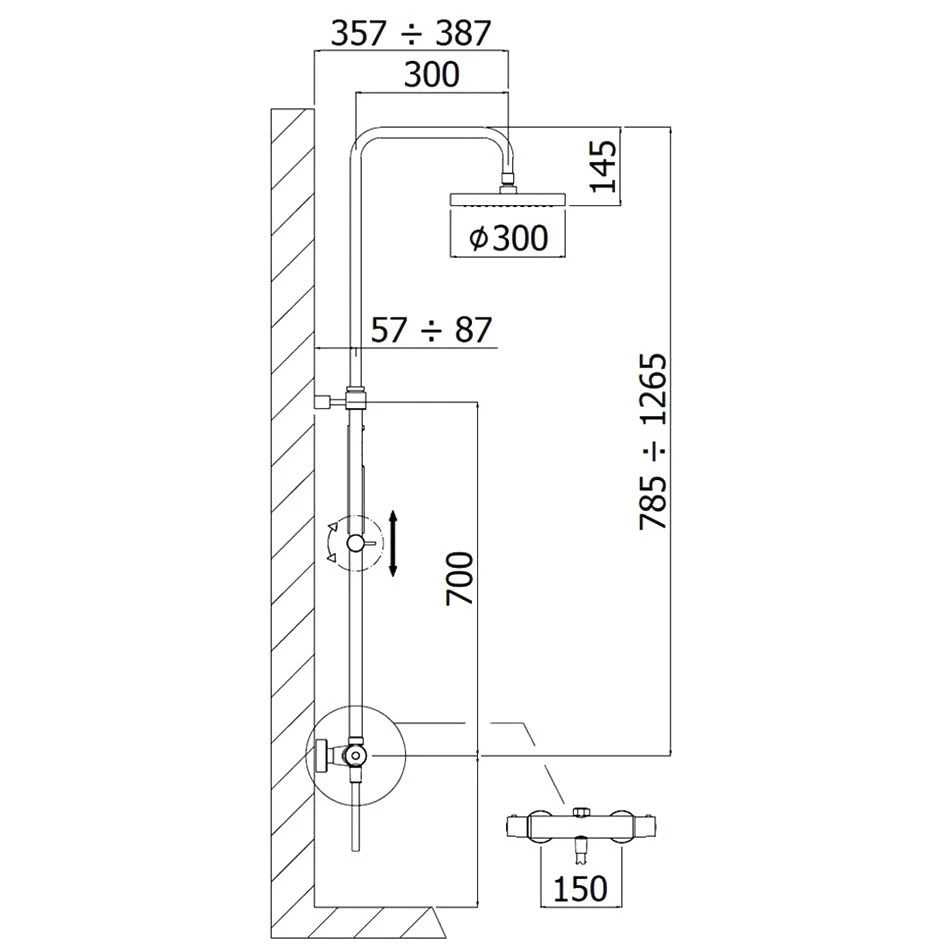 Kronenbach Duschsystem Aufputz Mit Thermostat Und Kopfbrause Ø 30 Cm, Rund 4 Kronenbach Duschsystem Aufputz Mit Thermostat Und Kopfbrause Ø 30 Cm, Rund – Bild 2