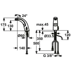 KWC TRONIC Automatik-Waschtischarmatur Niederdruck Batteriebetrieb, Ohne Ablaufgarnitur