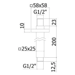 House Brausearm Eckig Für Deckenmontage 20 Cm