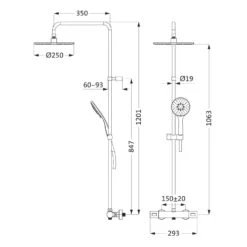 Herzbach DEEP BLACK Duschsäule Mit Brause-Aufputz-Thermostat Mit Handbrause