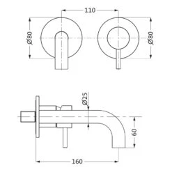 Herzbach DEEP IX Waschtisch-Unterputzbatterie, Auslauf 16 Cm