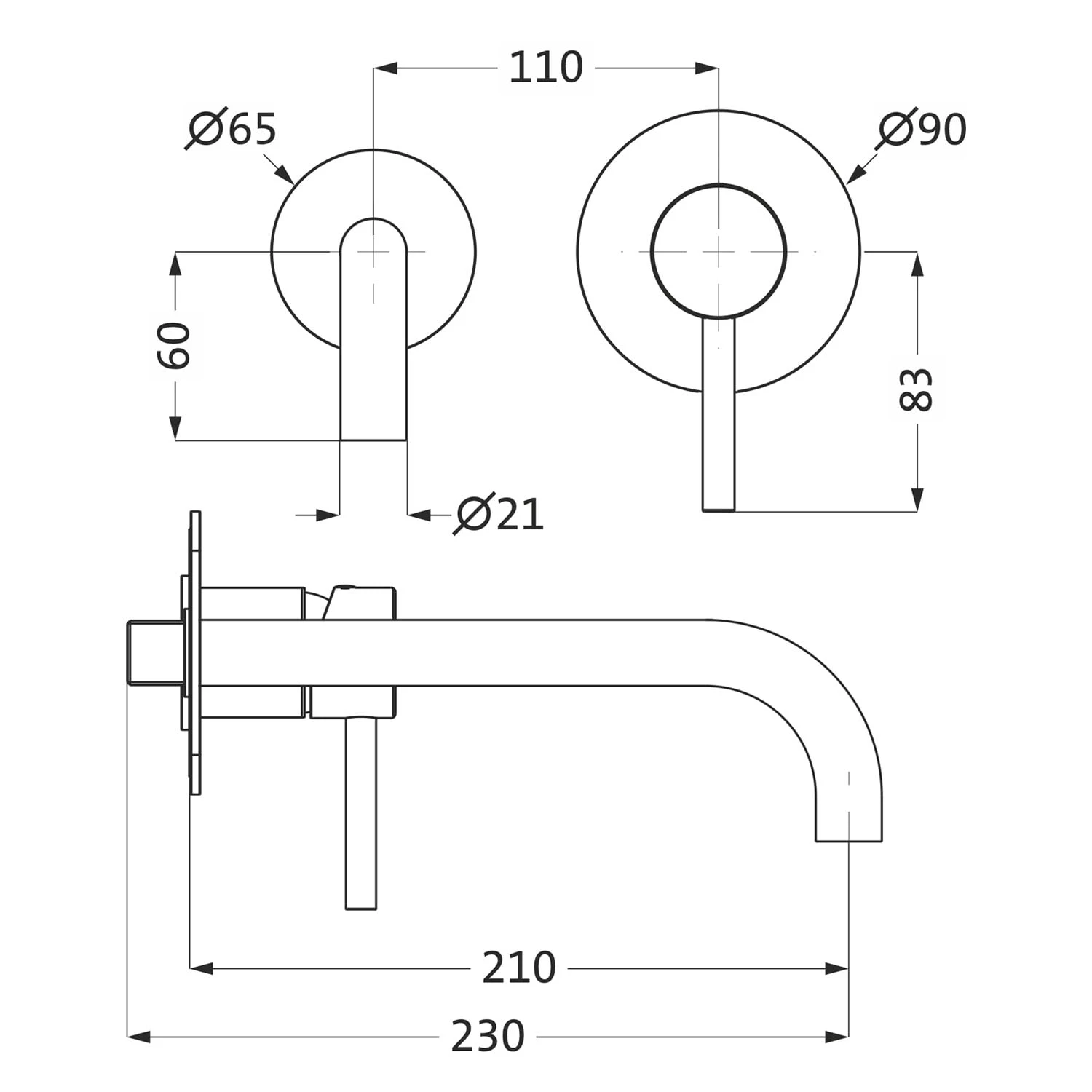 Herzbach DEEP BLACK Waschtisch-Unterputzbatterie, Auslauf 21 Cm 3 Herzbach DEEP BLACK Waschtisch-Unterputzbatterie, Auslauf 21 Cm