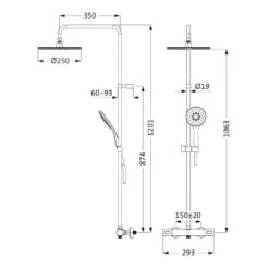 Herzbach DEEP Duschsäule Mit Brause-Aufputz-Thermostat, Regenbrause Rund Ø 25 Cm