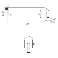Herzbach DESIGN IX PVD COPPER STEEL Wandarm Seven Square Für Regenbrause