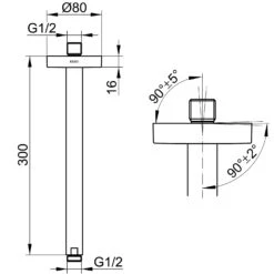 Keuco Black Selection Brausearm Für Deckenanschluss, Ausladung 30 Cm, Rund -Hansgrohe Brause Geschaft keuco ixmo brausenprogramm black selection brausearm 6798216
