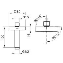 Keuco Black Selection Brausearm Für Deckenanschluss, Ausladung 10 Cm, Eckig -Hansgrohe Brause Geschaft keuco ixmo brausenprogramm black selection brausearm 6798228