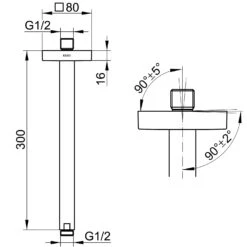 Keuco Black Selection Brausearm Für Deckenanschluss, Ausladung 30 Cm, Eckig -Hansgrohe Brause Geschaft keuco ixmo brausenprogramm black selection brausearm 6798231