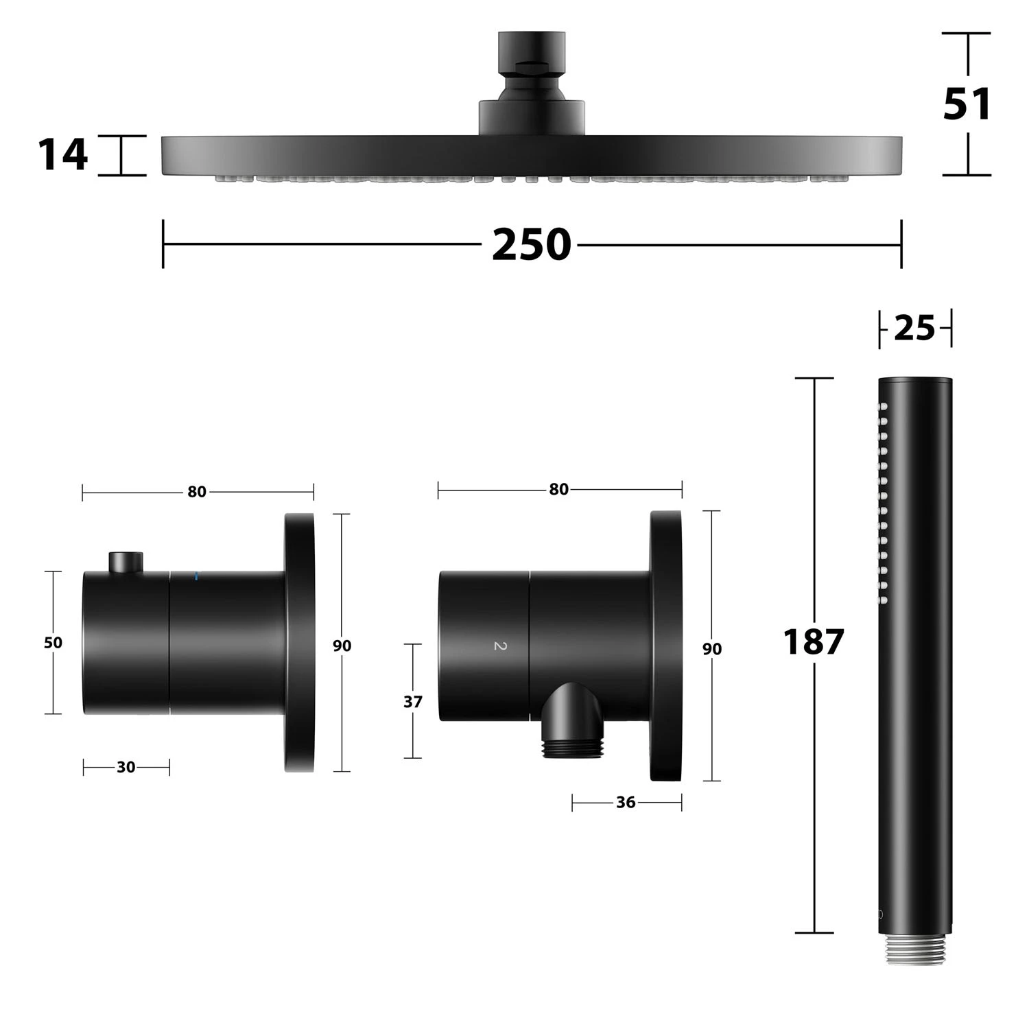 Keuco IXMO Black Selection Unterputz Duschsystem Mit Thermostat, Stabhandbrause Und Kopfbause, Runde Rosette 7 Keuco IXMO Black Selection Unterputz Duschsystem Mit Thermostat, Stabhandbrause Und Kopfbause, Runde Rosette – Bild 5