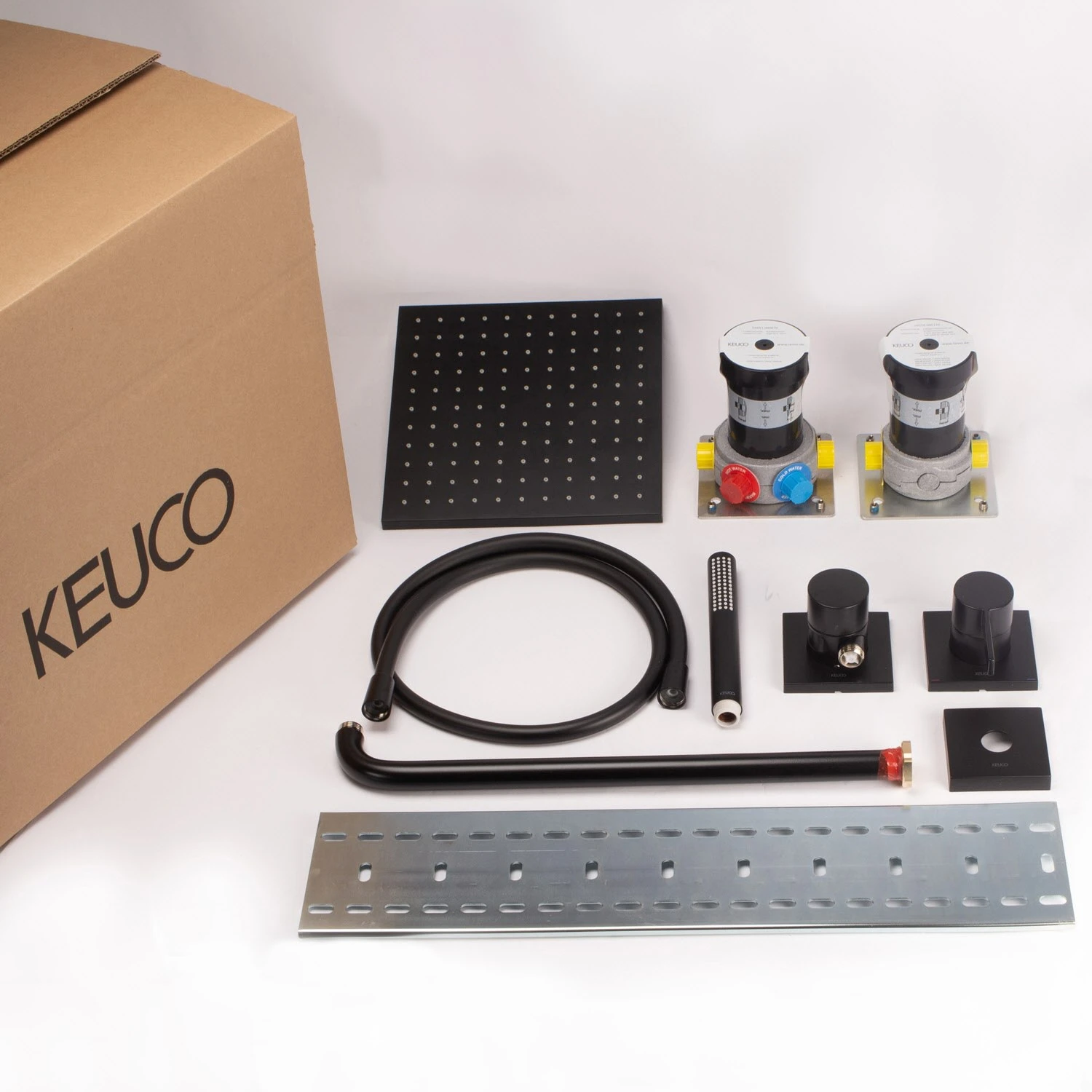 Keuco IXMO Black Selection Unterputz Duschsystem Mit Einhebelmischer, Stabhandbrause Und Kopfbrause, Eckige Rosette 7 Keuco IXMO Black Selection Unterputz Duschsystem Mit Einhebelmischer, Stabhandbrause Und Kopfbrause, Eckige Rosette – Bild 5