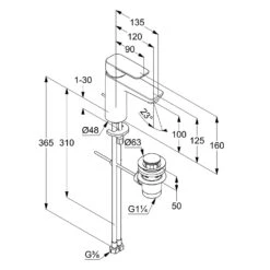 Kludi PURE&STYLE Waschtisch-Einhandmischer 100, Mit Ablaufgarnitur
