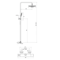 RAVAK Duales Duschsystem 10° Mit Thermostat, 86 - 134 Cm