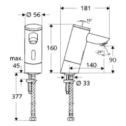 Schell PURIS Elektronische Waschtisch-Armatur E HD-K -Hansgrohe Brause Geschaft schell waschtischarmaturen puris elektronische hd 6921878