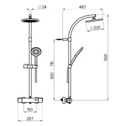 Sturotec Eco-Line 6 L/min Duschsystem Rund Mit Thermostatarmatur Und Kopfbrause 20 Cm -Hansgrohe Brause Geschaft sturotec duschsysteme eco line rund mit 9205209